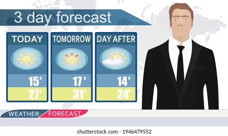 3-day weather forecast. vector illustration