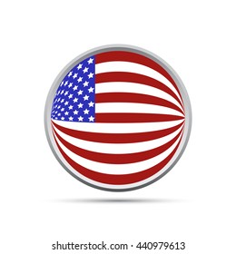 3D-ball with the flag of the United States of America illustration icon