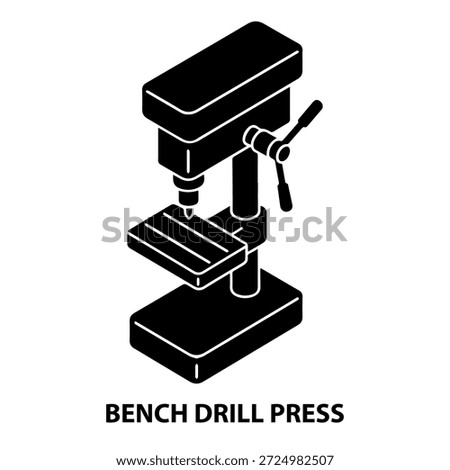 3D-depth isometric silhouette of a bench drill press