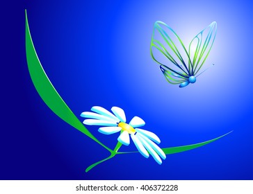 3D,flower,flight,butterfly,illustration