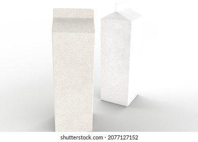 3D-Illustration Milk packaging with a cardboard surface. It is a design template.