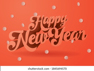 3dimension Happy new year typography design vector/illustration with confetti