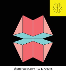 3-dimensional abstract butterfly logo in 3 soft colors
