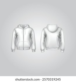 3-dimensional illustration of a white men's Jacket, hoodie suitable for all casual and sports activities