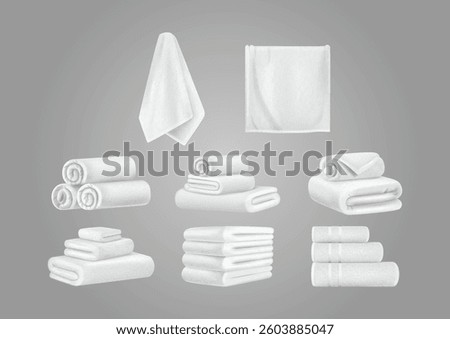 3-dimensional illustration of a white plain towels, shirt suitable for all casual and sports activities, arranged in a professional mockup. Perfect for showcasing company identity.