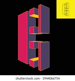 3-dimensional logo of the letter B in perspective appearance with 3 soft colors. Vector logo in Eps 8