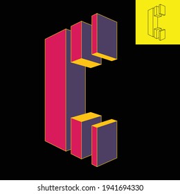 3-dimensional logo of the letter C in perspective appearance with 3 soft colors
