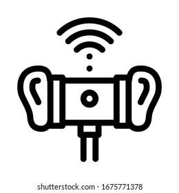 3dio Binaural Microphone Icon Vector. Outline 3dio Binaural Microphone Sign. Isolated Contour Symbol Illustration svg