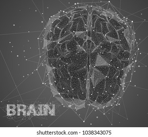 3Dl vector cyber brain. neural network mega-data processing, template interface design on a white background.