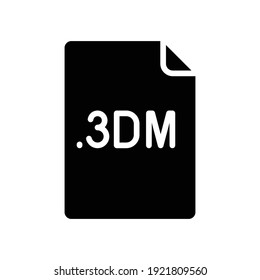 3DM file format glyph icon. Linear style sign for mobile concept and web design. Simple solid symbol. Vector illustration isolated on white background. EPS 10.