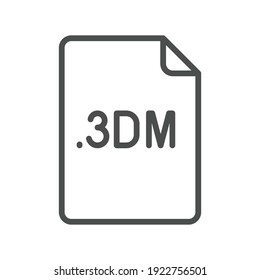 3DM file format line icon. Linear style sign for mobile concept and web design. Simple outline symbol. Vector illustration isolated on white background. EPS 10.