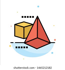 3dModel, 3d, Box, Triangle Abstract Flat Color Icon Template. Vector Icon Template background