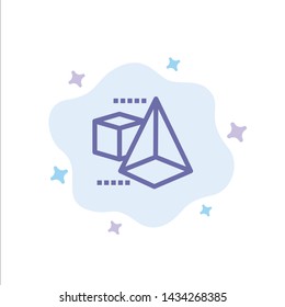3dModel, 3d, Box, Triangle Blue Icon on Abstract Cloud Background