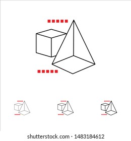 3dModel, 3d, Box, Triangle Bold and thin black line icon set