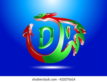 3D-red and green dragon-logo