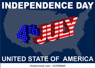 3Ds Alphabet 4th July with USA Flag Pattern on the USA map.