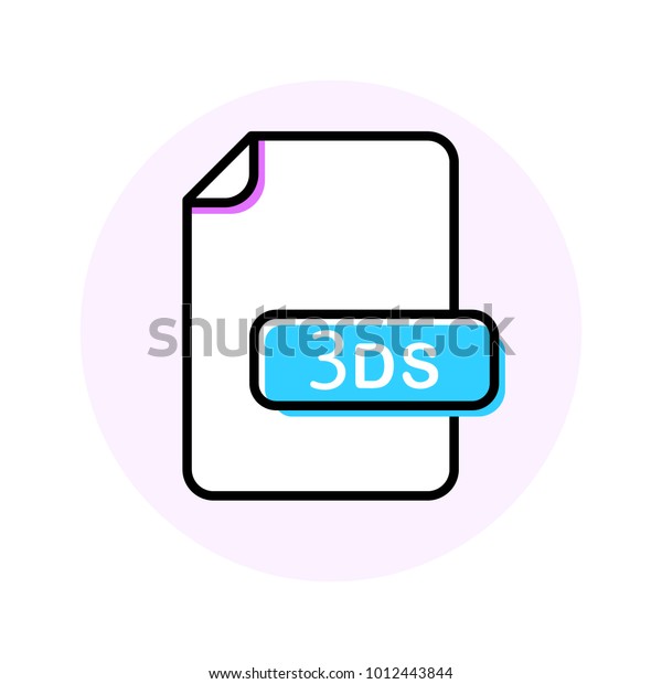 3ds File Format Extension Color Line Stock Vector Royalty Free