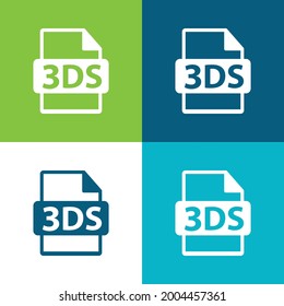 3DS File Format Extension Flat four color minimal icon set