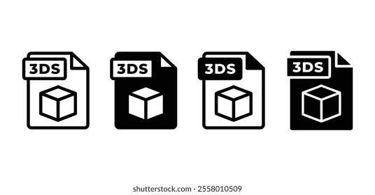 3DS file format icon vector design black white color simple flat illustration