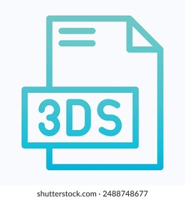3DS File Format Vector Icon, Isolated Lineal Gradient Vector Icon.