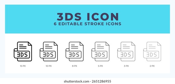 3ds file icon. Editable stroke line icon vector illustration.