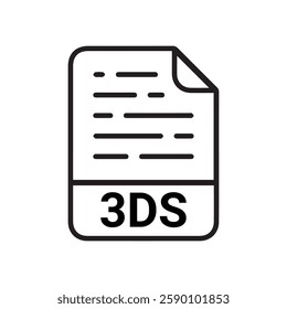 3DS file icon set. 3DS file type symbol. File 3DS format icon in black filled and outlined style isolated on transparent background.