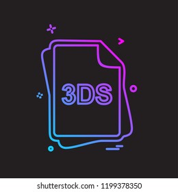 3DS file type icon design vector