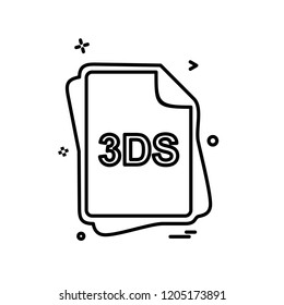 3DS file type icon design vector