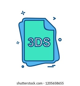 3DS file type icon design vector