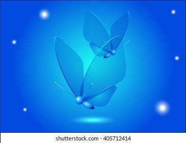 3D,trasparent butterfly,illustration,vector,stars