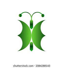 3E abstract vector logo with green butterfly illustration concept