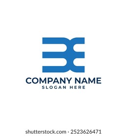 3E logomark with connected letter in blue color in modern and minimalist style 