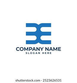 3E logomark with connected letter in blue color in symmetry geometric modern and minimalist style 