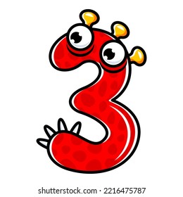 3.Funny Monsters Colorful Numbers, Cute Fantasy Aliens in the Shape of Numerals. Cartoon numbers from 0 to 9 icons are made in the form of human figures with big eyes and face. Arabic numerals. Vector