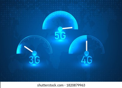 3g 4g 5g highest speed technology abstract background. internet speed background.