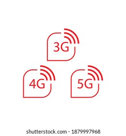 3G, 4G, 5G icon design isolated on white background