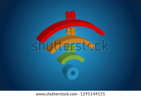 3g, 4g and 5g internet connection high speed and fast vector illustration.