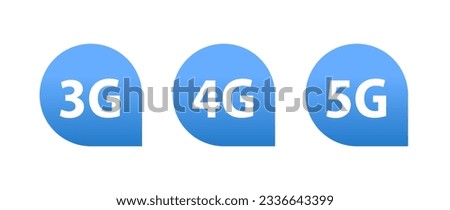 3G, 4G, 5G sign. Wireless connection. Symbols mobile internet network. Connection Internet signal sign. Visualization signal quality. Vector on isolated white background. Vector illustration