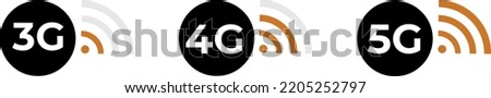 3G, 4G, 5G vector icon symbols mobile internet network. Connection Internet signal sign. Visualization signal quality. Vector illustration