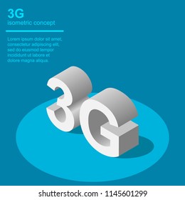 3G broadband cellular network technology vector illustration. Isometric concept.