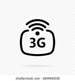 3g icon. 3G network wireless systems and internet. Communication network. 3rd generation network logotype or telecommunication standard concept. Vector on transparent background.