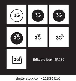 3G icon set vector simple black