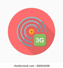 3G icon, vector illustration. Flat design style with long shadow,eps10