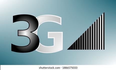 3g network computer graphics. Isolated 3g icon on blue background.