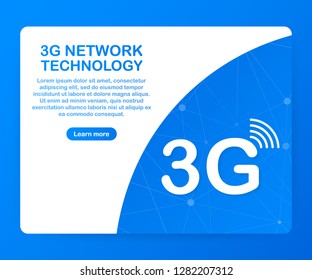 3g network technology. Wireless mobile telecommunication service concept. Marketing website landing template. Vector stock illustration.