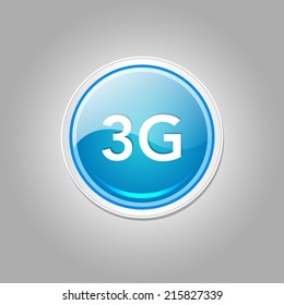 3g Sign Circular Blue Vector Button Icon