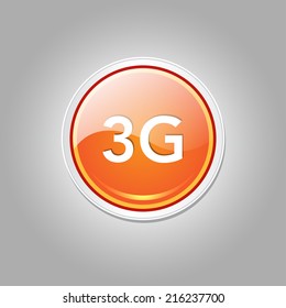 3g Sign Circular Orange Vector Button Icon