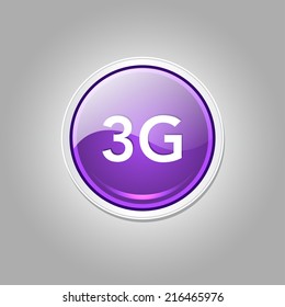 3g Sign Circular Purple Vector Button Icon