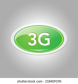 3g Sign Elliptical Green Vector Button Icon
