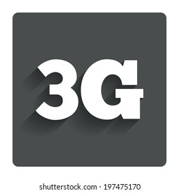 3G sign icon. Mobile telecommunications technology symbol. Gray flat button with shadow. Modern UI website navigation. Vector